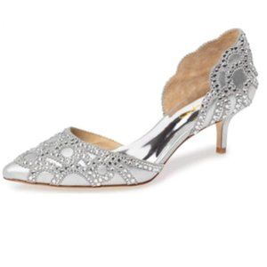 XYD Silver D'Orsay Rhinestones Pointed Toe Pump